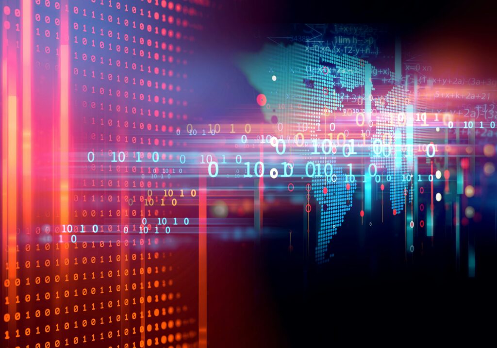 Almeida law group | image of digital numbers near a map signaling a data breach