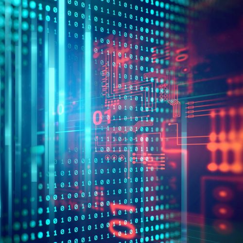 Red and blue pixels and numbers